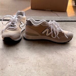 New Balance Tan and White Athletic Shoes